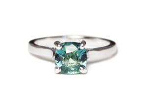 teal sapphire in white gold