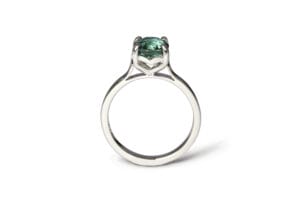 teal sapphire in white gold