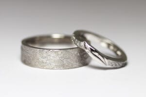 Textured white gold wedding bands