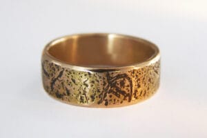 Textured yellow gold wedding ring
