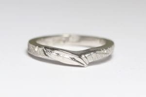 leaf textured white gold band