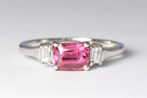 Pink sapphire with diamonds