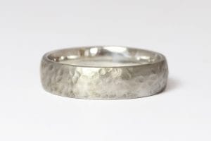 white gold fine hammered ring