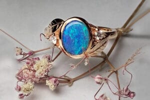 rose gold with opal