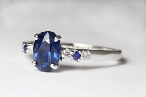 Blue sapphire and diamonds