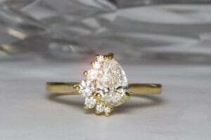 Pear diamond half halo