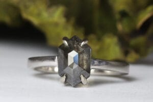 Salt and Pepper diamond in platinum