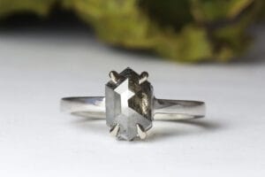 Salt and Pepper diamond in platinum