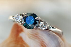 Australian sapphire with diamonds