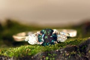 Australian sapphire with diamonds