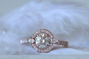 Rose gold diamond halo