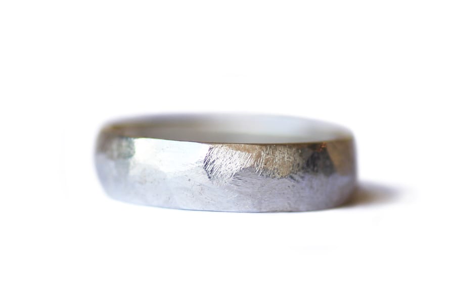 Hammered silver on sale wedding band