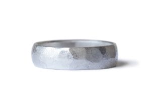 Silver hammered textured ring
