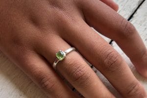 Green tourmaline silver ring