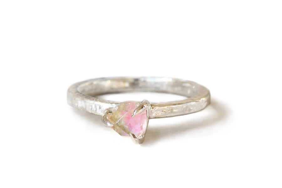 Pink tourmaline rustic rose ring