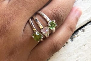 Rustic Rose tourmaline rings