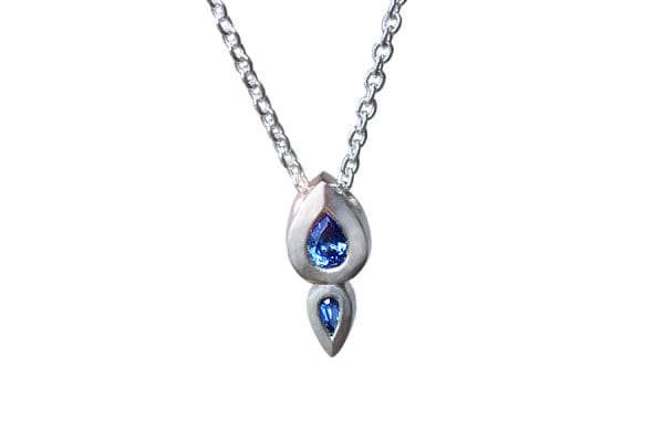 Blue sapphire silver pendant