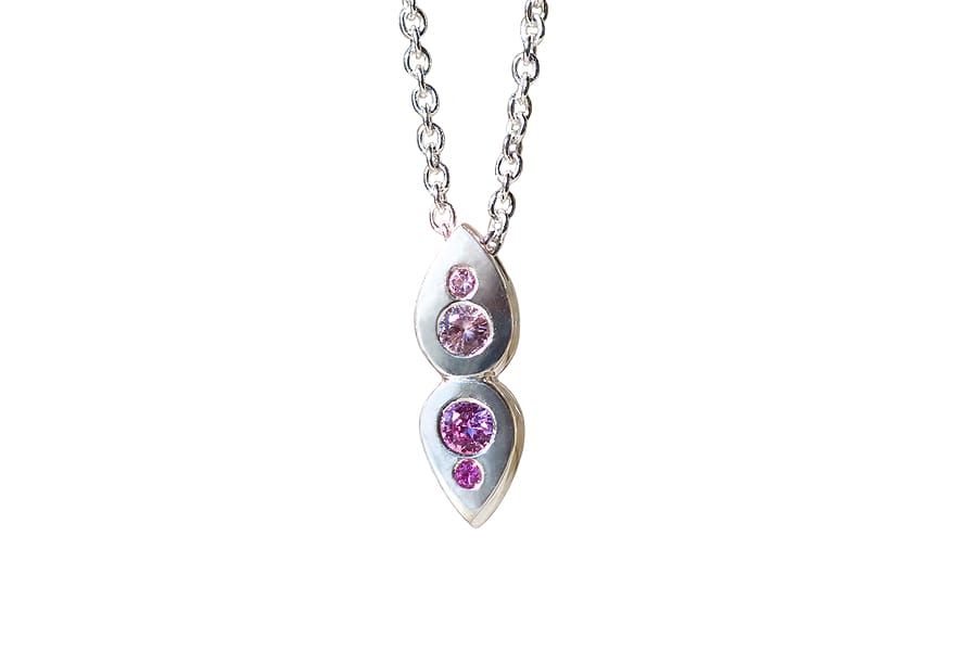 Pink sapphire silver pendant