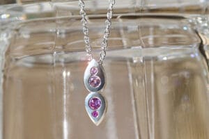 Pink sapphire silver pendant