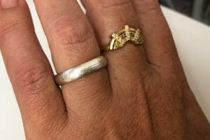 silver feather engraved ring
