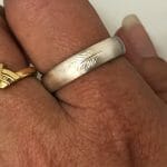 silver feather engraved ring