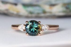 Parti sapphire in rose gold