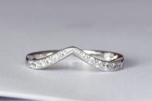 white gold band with diamonds
