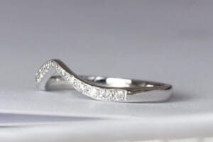 white gold band with diamonds