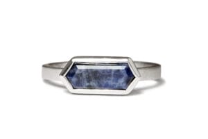 Blue sapphire hex silver ring