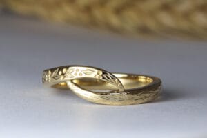 Hand engraved fairmined gold ring