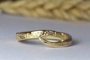 Hand engraved fairmined gold ring