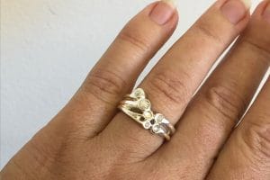 Salt and pepper diamond silver ring