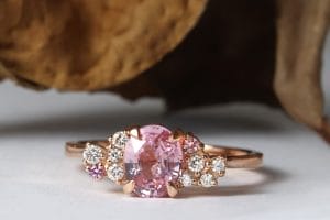 Pink sapphires, diamonds in rose gold NF21