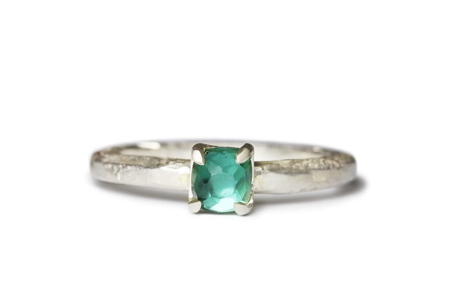 Green and hot sale silver ring