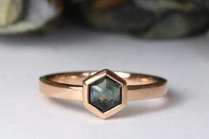 Hex sapphire in rose gold