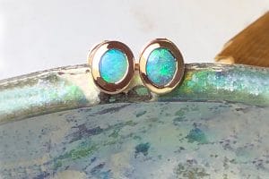 rose gold opal studs