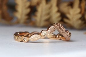 rose gold leaves with champagne diamonds