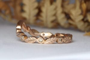 rose gold leaves with champagne diamonds