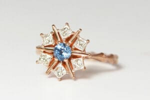 rose gold diamond sapphire snowflake