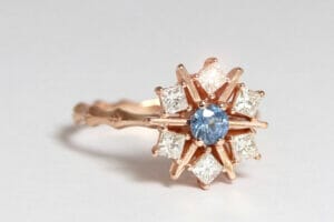 rose gold diamond sapphire snowflake