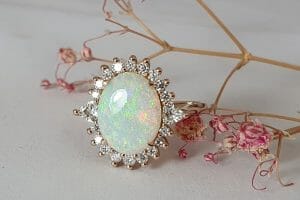 opal with moissanites