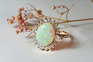 opal with moissanites