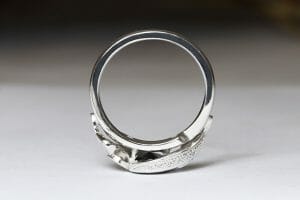 white gold sapphire leaf design