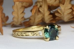 parti sapphire celtic engraving