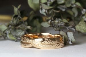 rose gold leaf ring set