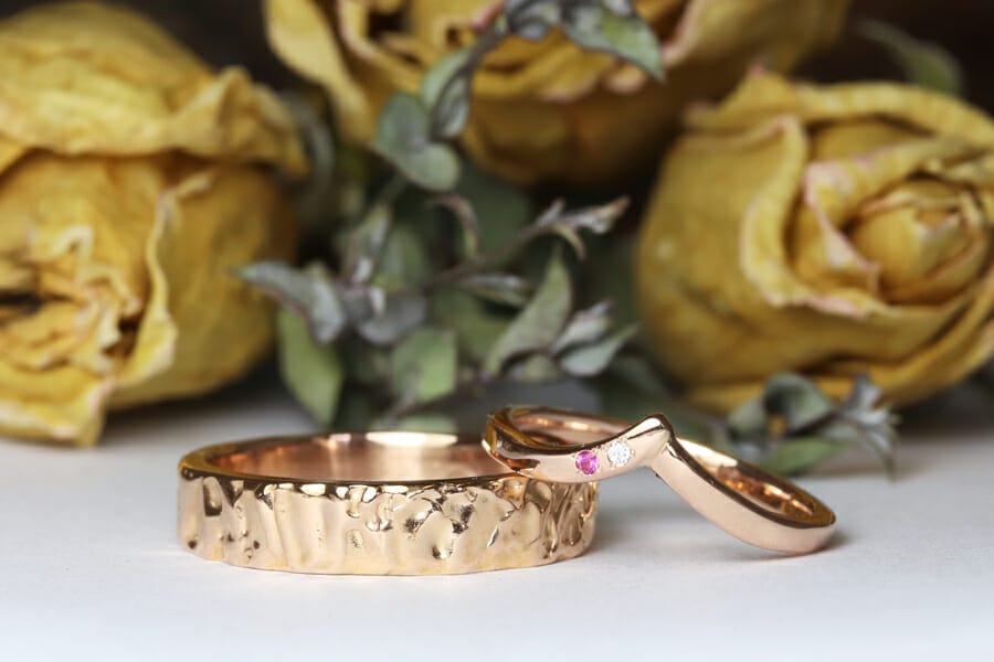 rose gold wedding set