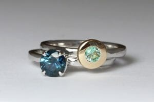 Sapphire and emerald stacker rings