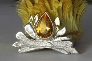 Citrine campfire brooch