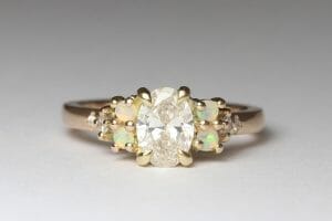 Diamonds and opals yellow gold