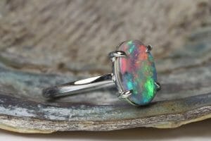 Aussie opal in white gold